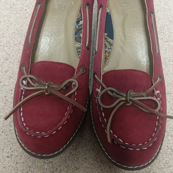 👍 Sperry Red Suede Wedges Size 8.5 - Picture 2 of 5